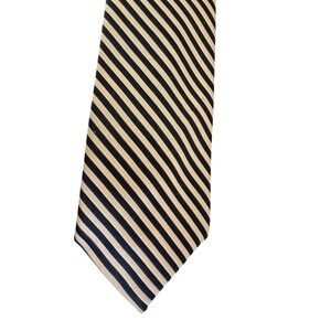 Mervyns Necktie Mens OS Navy Blue Tan Diagonal Striped Traditional Business Tie